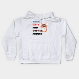 Yoga cats and coffee addict funny quote for yogi Kids Hoodie